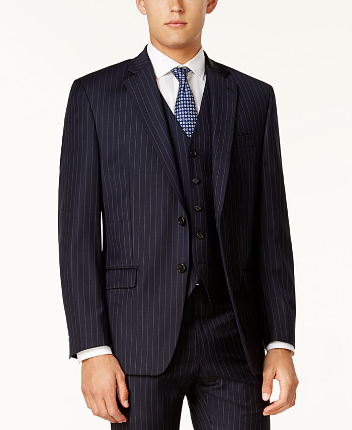 Lauren Ralph Lauren Men's ClassicFit Dark Blue Pinstripe Ultraflex