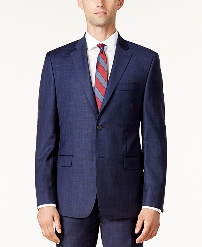Lauren Ralph Lauren Men's Slim-Fit Dark Blue Tonal Plaid Ultraflex Suit ...