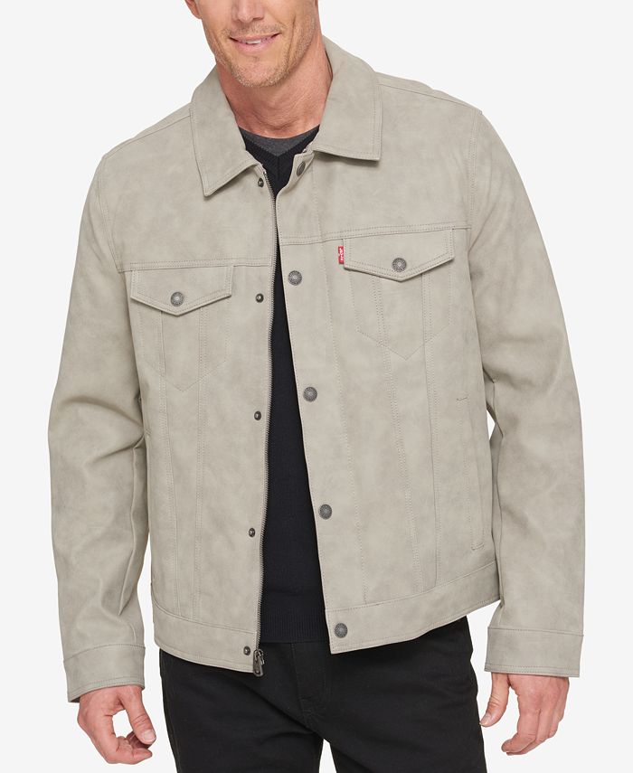 Mens faux suede trucker jacket