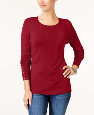 JM Collection - Rivet-Detail Sweater