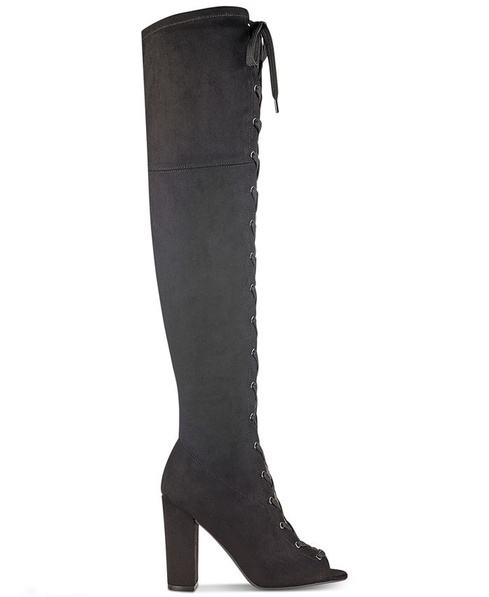 GUESS Women's Casidi Lace-Up Over-The-Knee Boots - Macy's