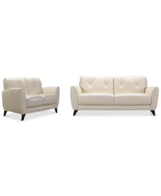 Furniture Myia 82" Leather Sofa And 62" Loveseat Set, Created For Macy ...