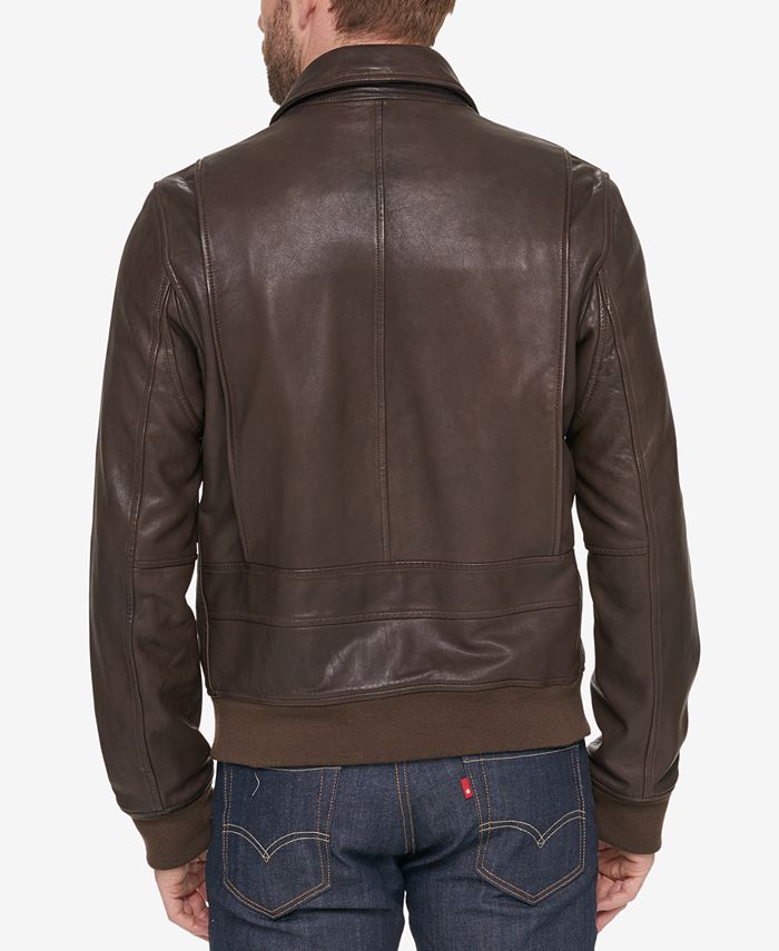 Tommy Hilfiger Men's Leather Aviator Bomber Jacket Macy's