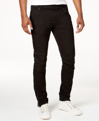 G-Star Raw - Men's Black Ankle-Zip Moto Slim fit Jeans