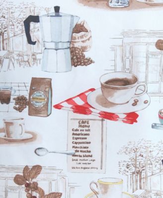 No. 918 Brew Coffee Shop Semi-Sheer Rod Pocket Kitchen Curtain Valance and Tiers Set