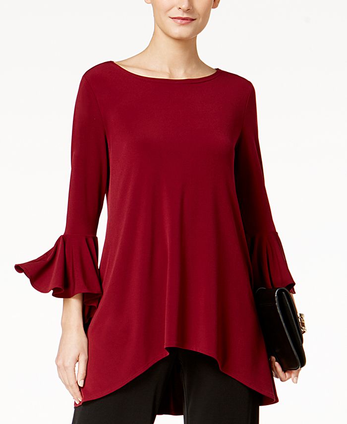 Alfani Ruffle-Sleeve High-Low Top, Created for Macy's & Reviews - Tops ...