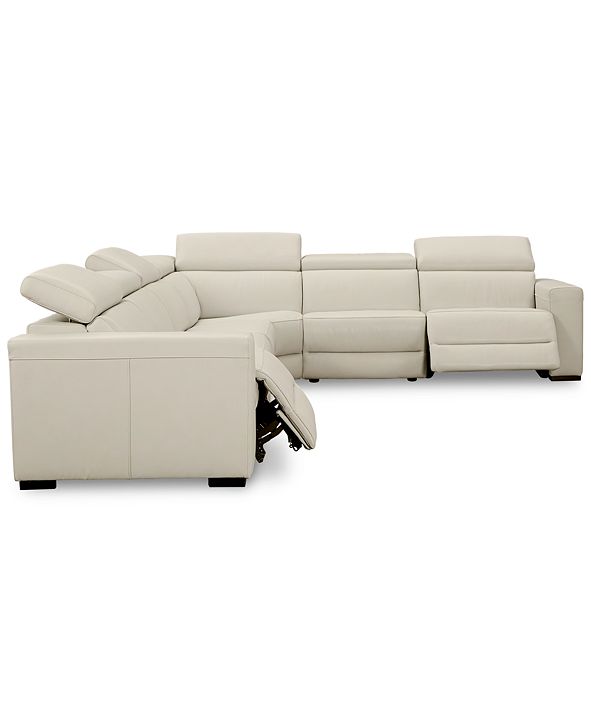 Furniture Nevio 6-pc Leather "L" Shaped Sectional Sofa with 2 Power