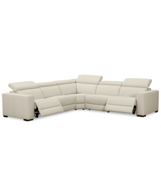 Nevio Leather Power Reclining Sectional Sofa with Articulating Headrests Collection, Created for Macy&#39;s