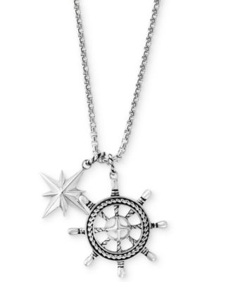 EFFY Collection - Men's Ship's Wheel and Star Pendant Necklace in Sterling Silver