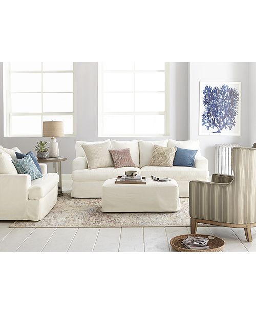 Furniture Brenalee 93&quot; Performance Fabric Slipcover Sofa & Reviews - Furniture - Macy&#39;s