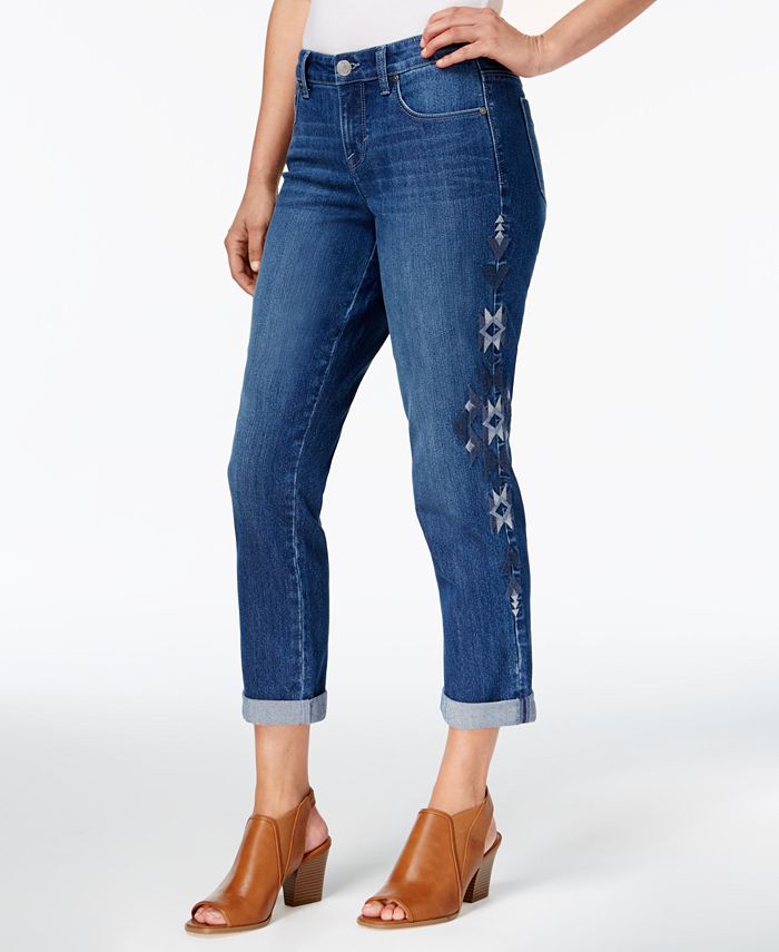 Style & Co Petite Embroidered Boyfriend Jeans, Created for Macy's - Macy's