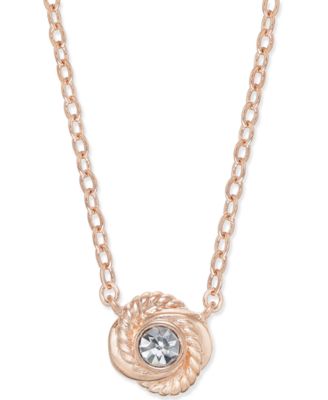 kate spade new york - Rose Gold-Tone Crystal Knot Pendant Necklace