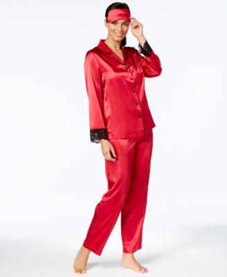 Thalia Sodi - Lace-Cuff Satin Pajama Set & Eye Mask