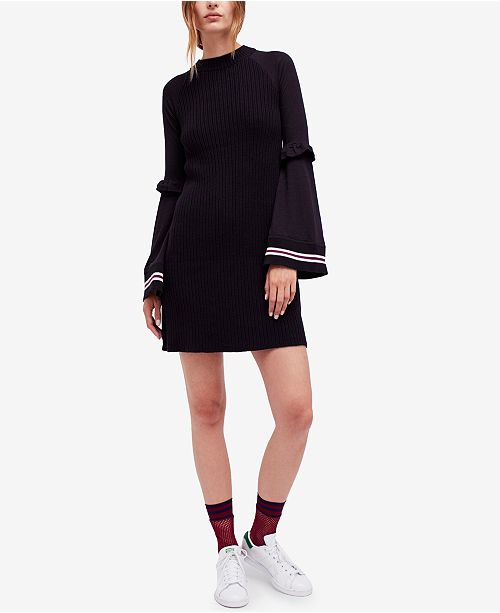 Free People Bell Sleeve Mini Sweater Dress Reviews Dresses Women Macy S