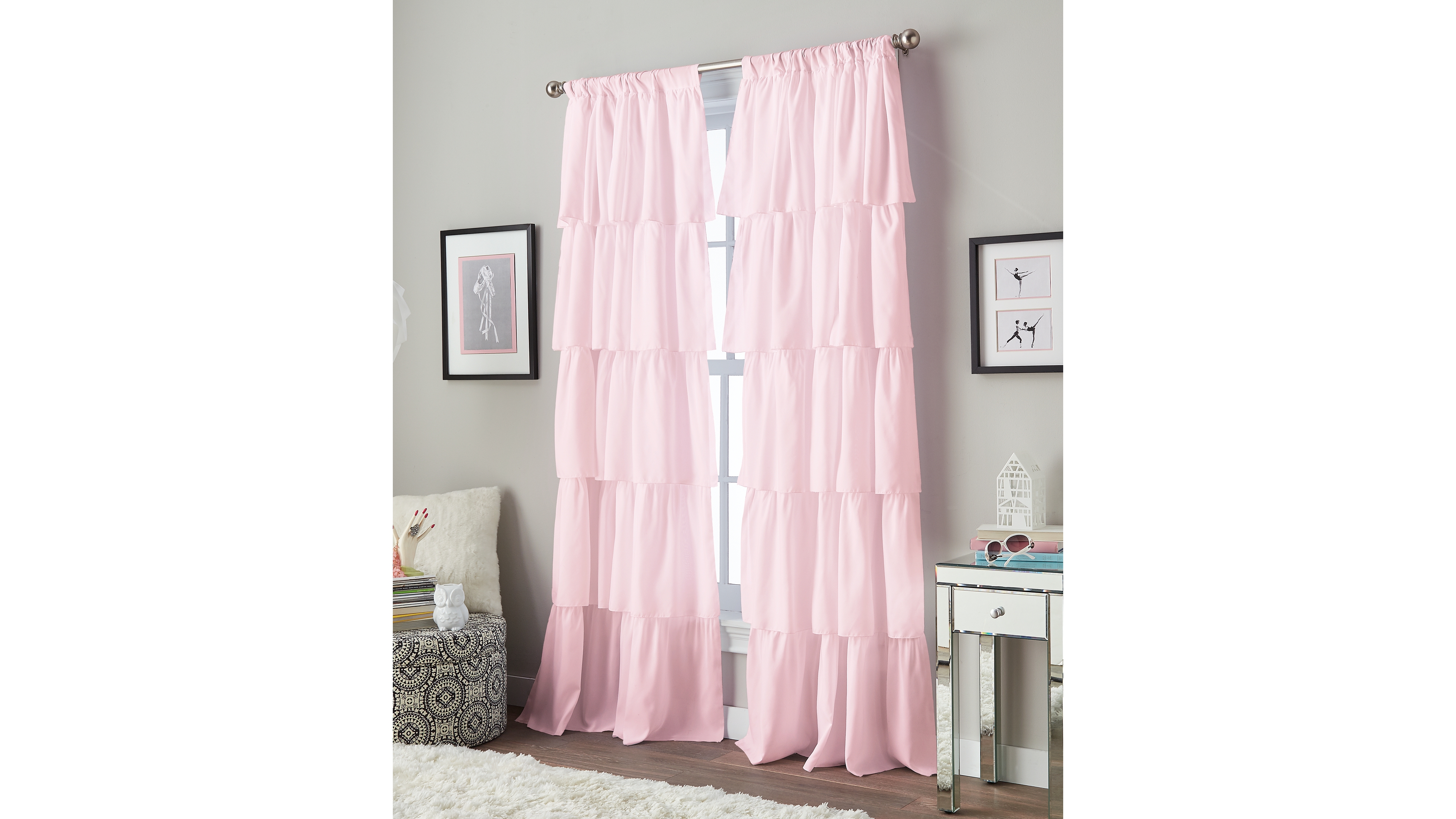 Curtainworks Ruffled Rod Pocket Single Curtain Panel, 42" x 95"
