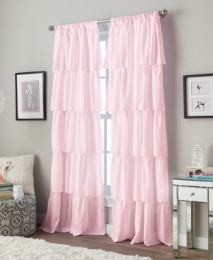 Curtainworks Ruffled Rod Pocket Single Curtain Panel, 42" X 95" In Pink