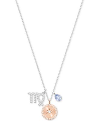 Swarovski - Silver-Tone Zodiac Pav&eacute;, Crystal & Birthstone Charm Pendant Necklace