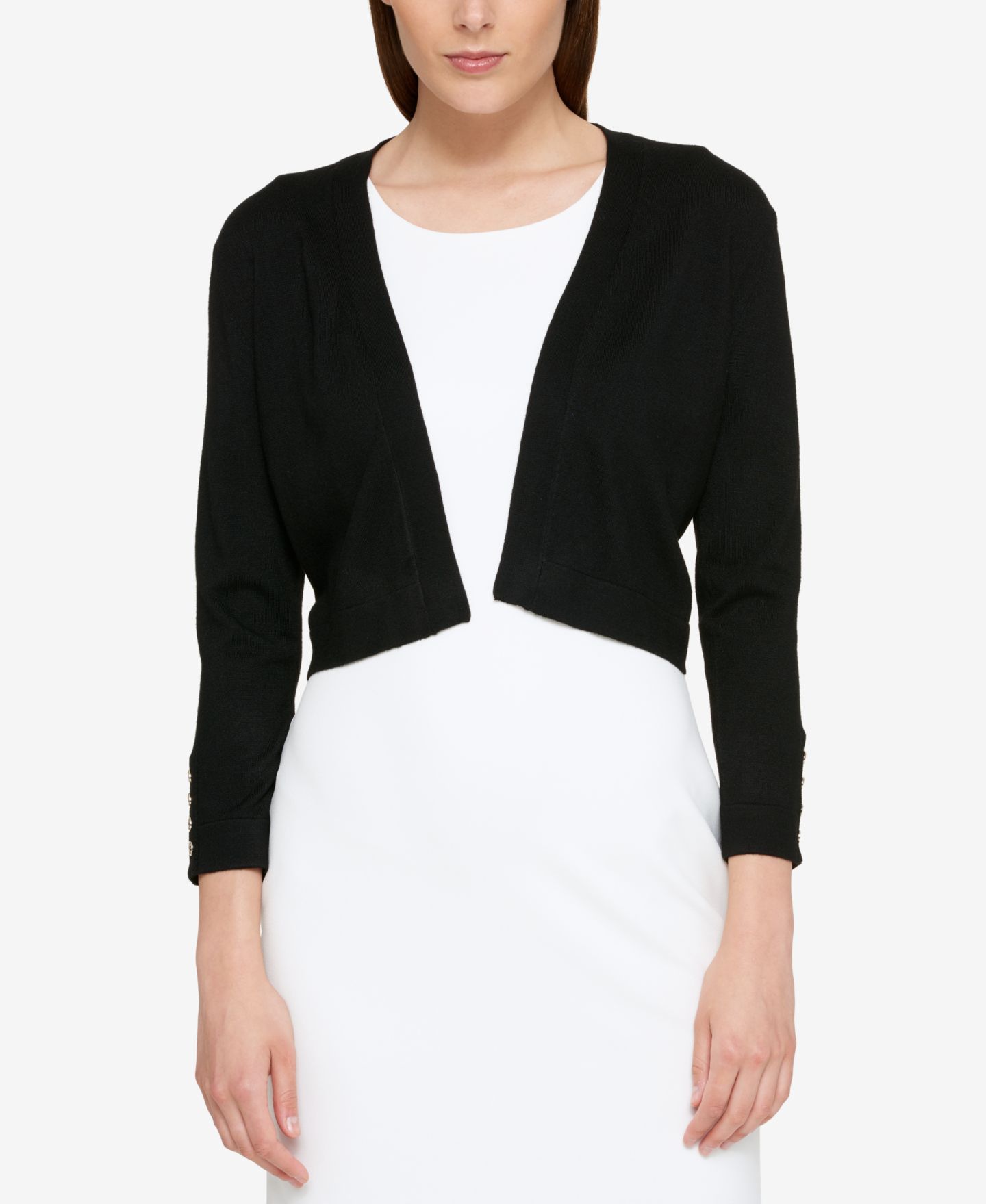 Женский кардиган Tommy Hilfiger Button Sleeve 3/4 Sleeve, цвет: Чёрный — фото 1