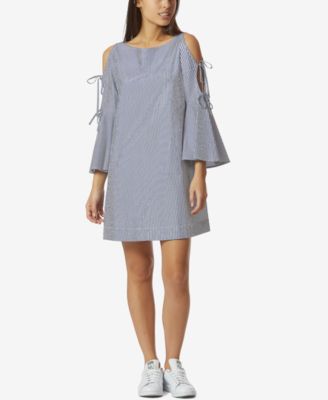 cold shoulder tie dress