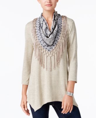 Style & Co - Petite Removable Scarf Tunic