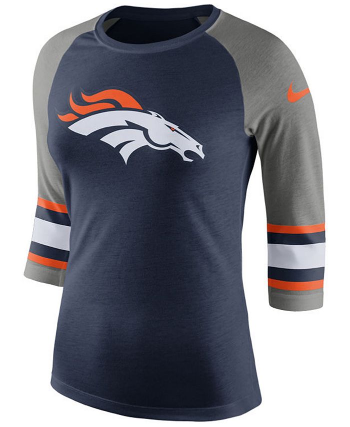 Nike Women's Denver Broncos Stripe Raglan Triblend T-Shirt - Macy's
