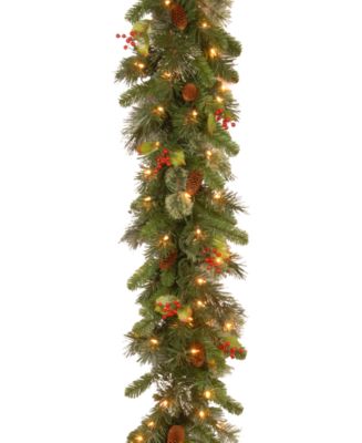 National Tree Company 9' Wintry Pine Garland With Cones, Red Berries ...