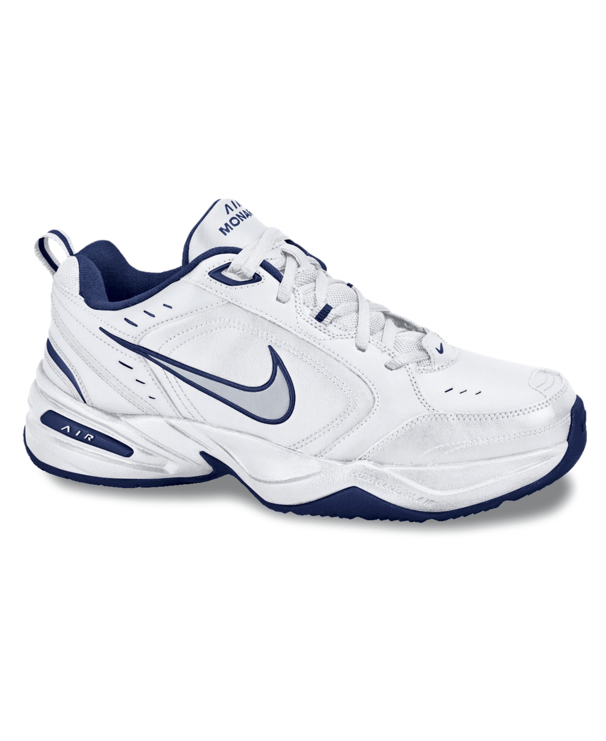 Nike Men's Air Monarch Iv Training Sneakers From Finish Line In White,metallic Silver,navy