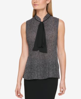 DKNY - Pleated Tie-Neck Top