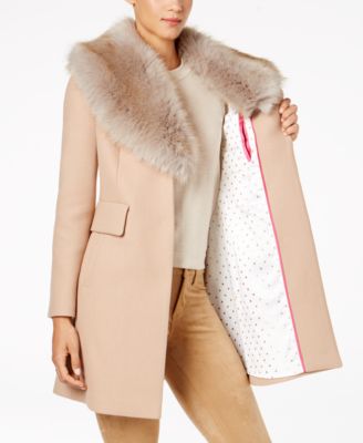 kate spade new york Faux-Fur-Collar Walker Coat
