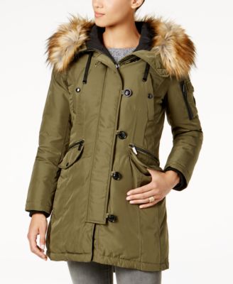 warm coat with fur hood