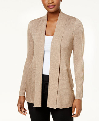 JM Collection Metallic Ribbed Open-Front Cardigan, Created for Macy's ...