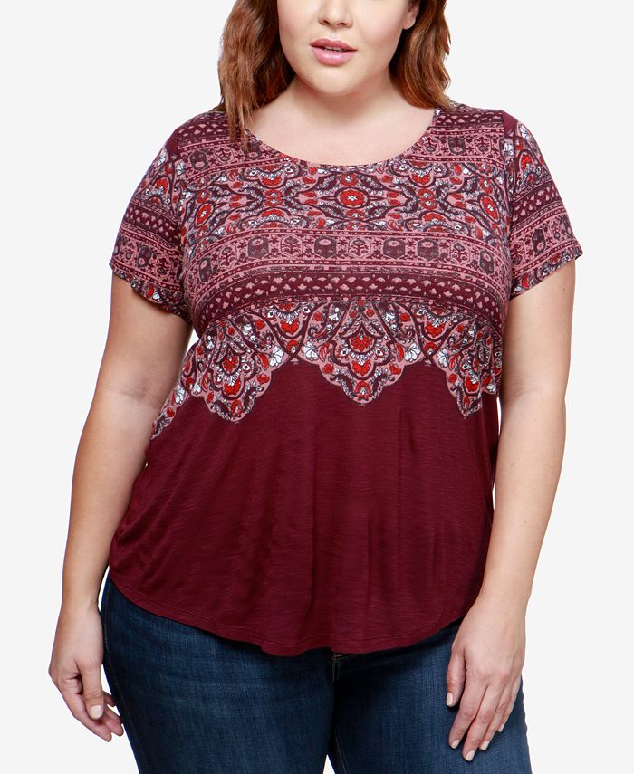 Lucky Brand Trendy Plus Size Printed T-Shirt - Macy's