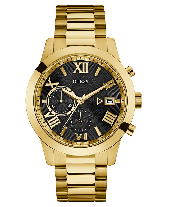 GUESS Men's Chronograph Gold-Tone Stainless Steel Bracelet Watch 45mm ...