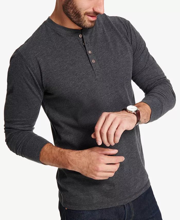 Men's Long Sleeve Brushed Jersey Henley T-shirt - thumbnail 6