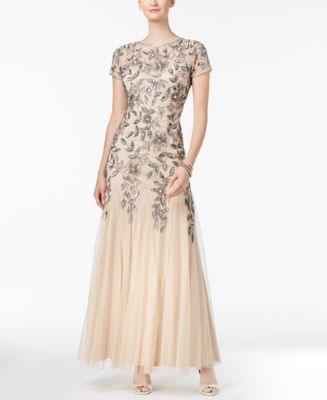 Adrianna Papell Floral-Beaded Gown - Dresses - Women - Macy's
