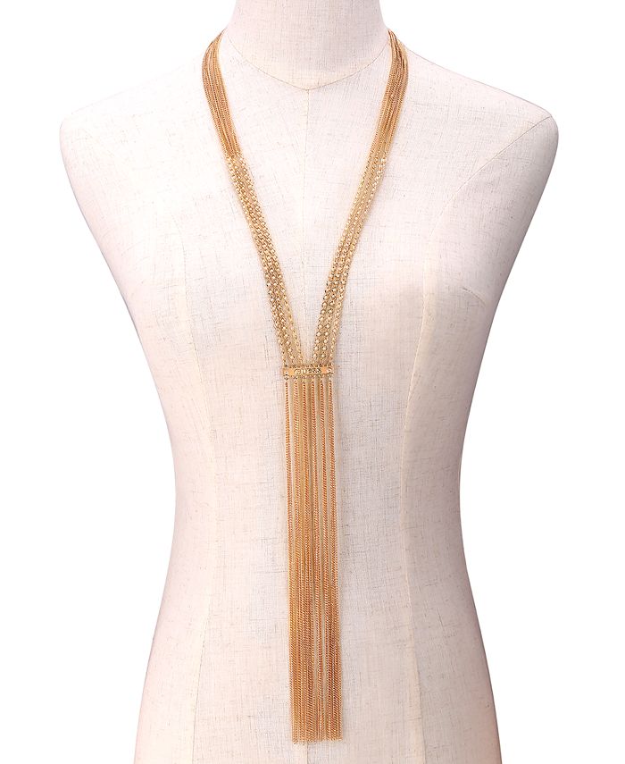 GUESS Gold-Tone Multi-Row Tassel Lariat Necklace & Reviews - Fashion ...