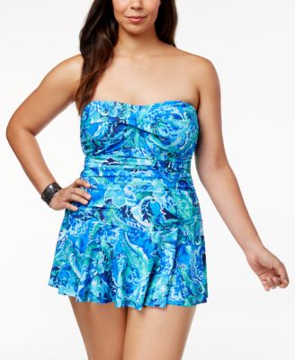 strapless swim dress plus size