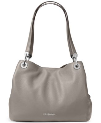 white and gray mk purse