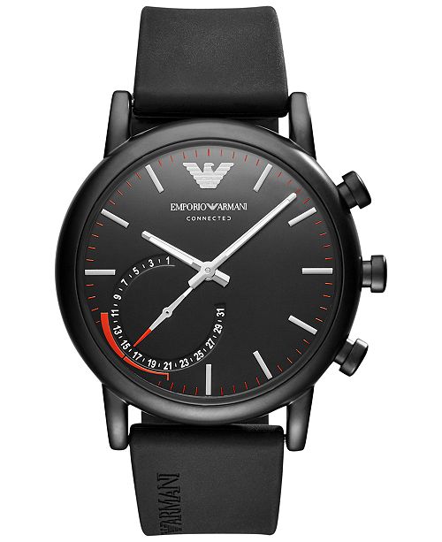 Emporio Armani Men S Connected Black Rubber Strap Hybrid Smart