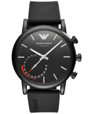 UPC 723763259415 product image for Emporio Armani Men's Connected Black Rubber Strap Hybrid Smart Watch 43mm | upcitemdb.com