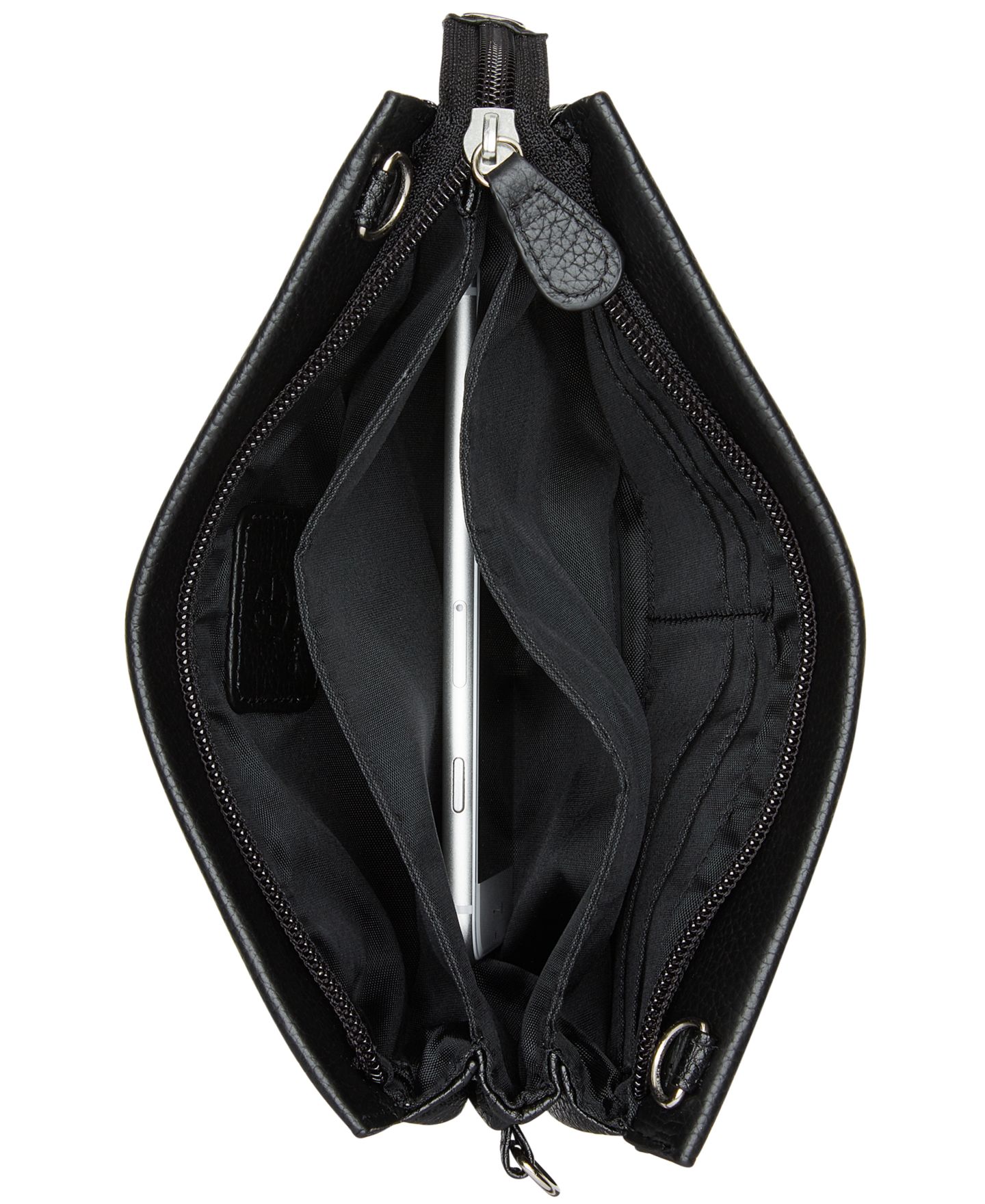 Женский кошелёк Giani Bernini Softy Leather Crossbody Wallet, цвет: Чёрный / Серебряный — фото 3