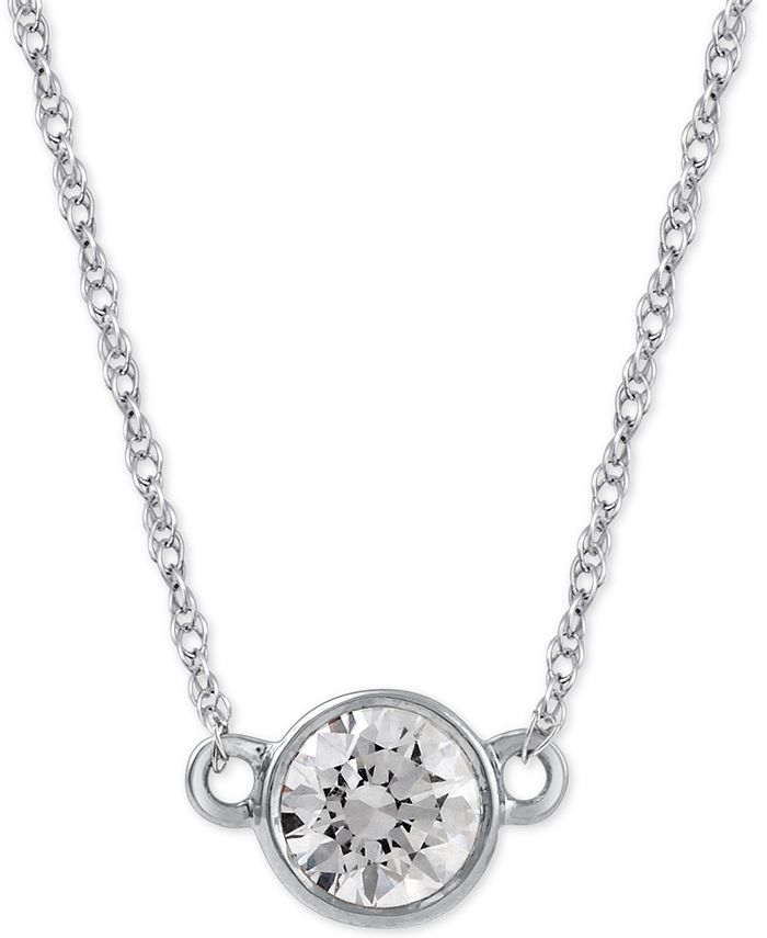 Macy s Diamond Solitaire Pendant Necklace 1 3 ct. t.w. in 14k