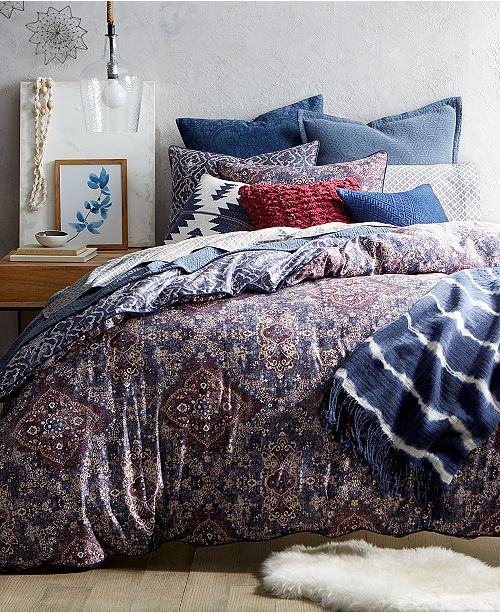 Lucky Brand Brooke Navy Reversible Comforter Sets, Created