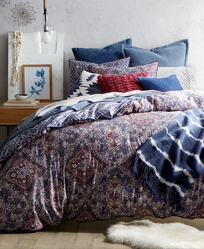 Lucky Brand CLOSEOUT Brooke Navy Reversible King Comforter Set