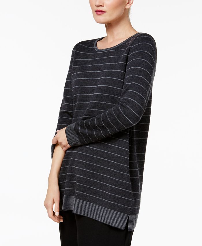 Eileen Fisher Wool Blend Striped Sweater in Regular Petite