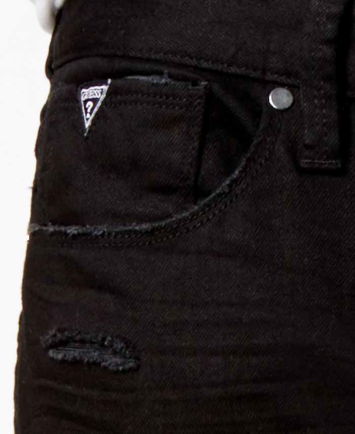 GUESS Men's Slim-Fit Tapered Stitch Black Ripped Stretch Jeans - Macy's