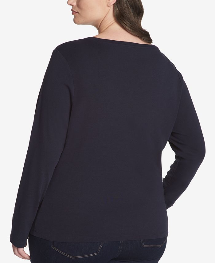 Tommy Hilfiger Plus Size Cotton Scoop-Neck T-Shirt, Created for Macy's ...
