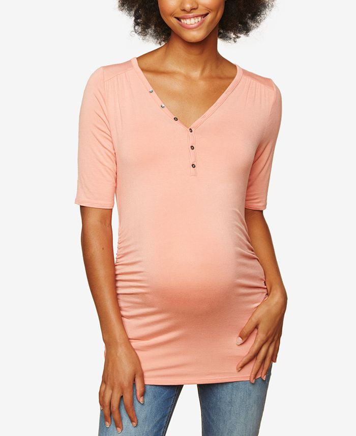 Motherhood Maternity Ruched Henley Shirt Macy's