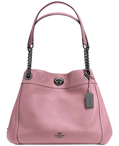 COACH Turnlock Edie Shoulder Bag in Pebble Leather - Handbags ...