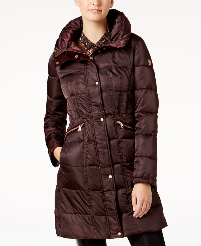 Vince Camuto Faux-Fur-Trim Hooded Puffer Coat, Created for Macy's - Macy's